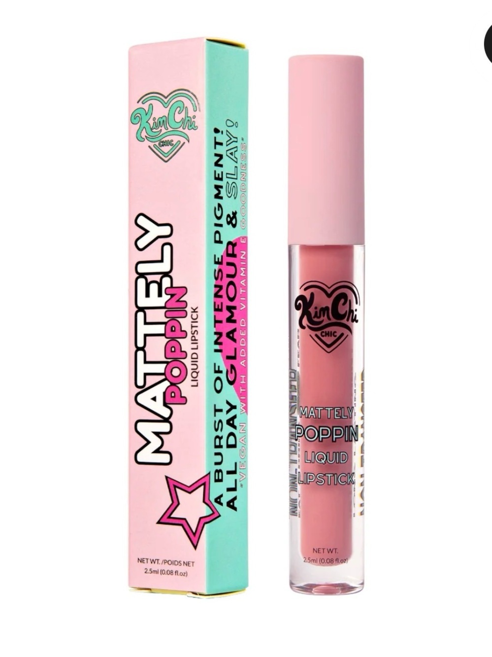 Kimchi nib new Mattely Poppin Liquid Lipstick — Pink exposed